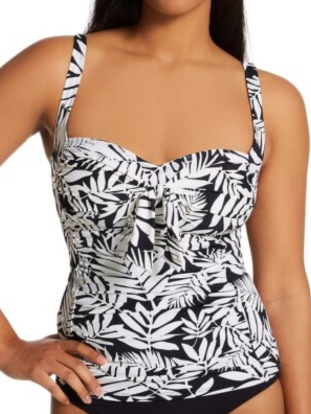 Bleu Rod Beattie Urban Oasis Black & White Leaf Print Swim Tankini Set Size 16